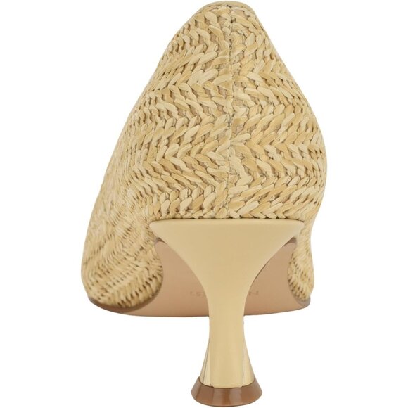 Nine West Womens Light Natural Leather Closed Pointed Toe Kitten Heels Pumps - Picture 3 of 6